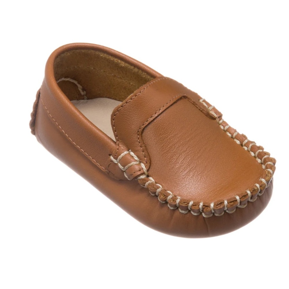 Elephantito Tan Leather Baby Moccasins